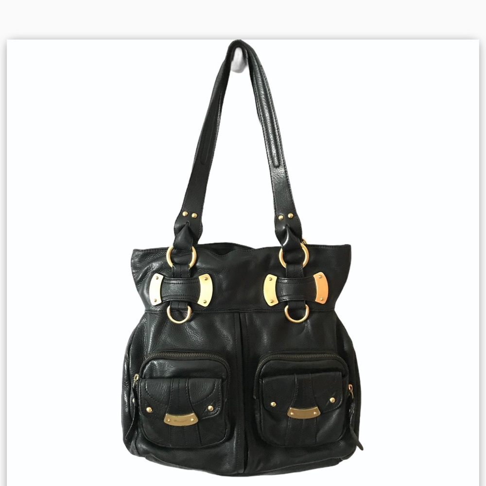 B. Makowsky Black Leather Tote